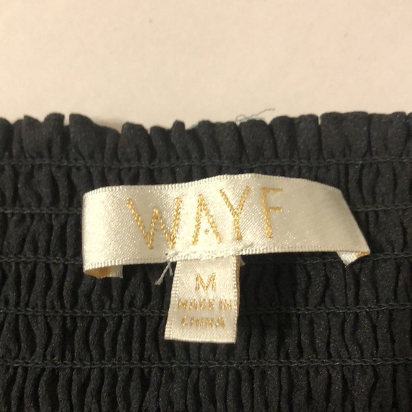 WAYF Floral Blue Cinched Hi-Low Fitted Sheer Puff Long Sleeve Dress size Medium - Picture 11 of 13